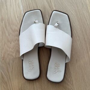 Franco Sarto Women's Cream Slide Leather Sandals